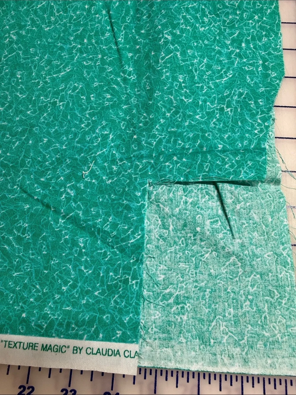 Quilt scrap 1/2 yard plus Blue green aqua Geometric Cotton Fabric